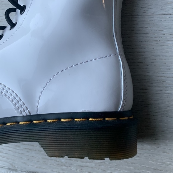 NWOT Dr. Martens‎ White Patent Leather Combat Boots Sz 6 platform lace up main image 7